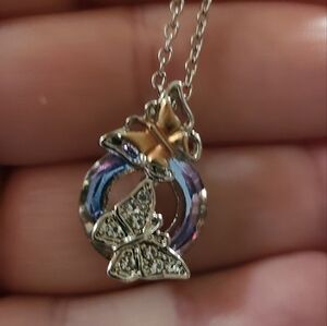 .925 SILVER BUTTERFLY PENDANT 11" LONG.